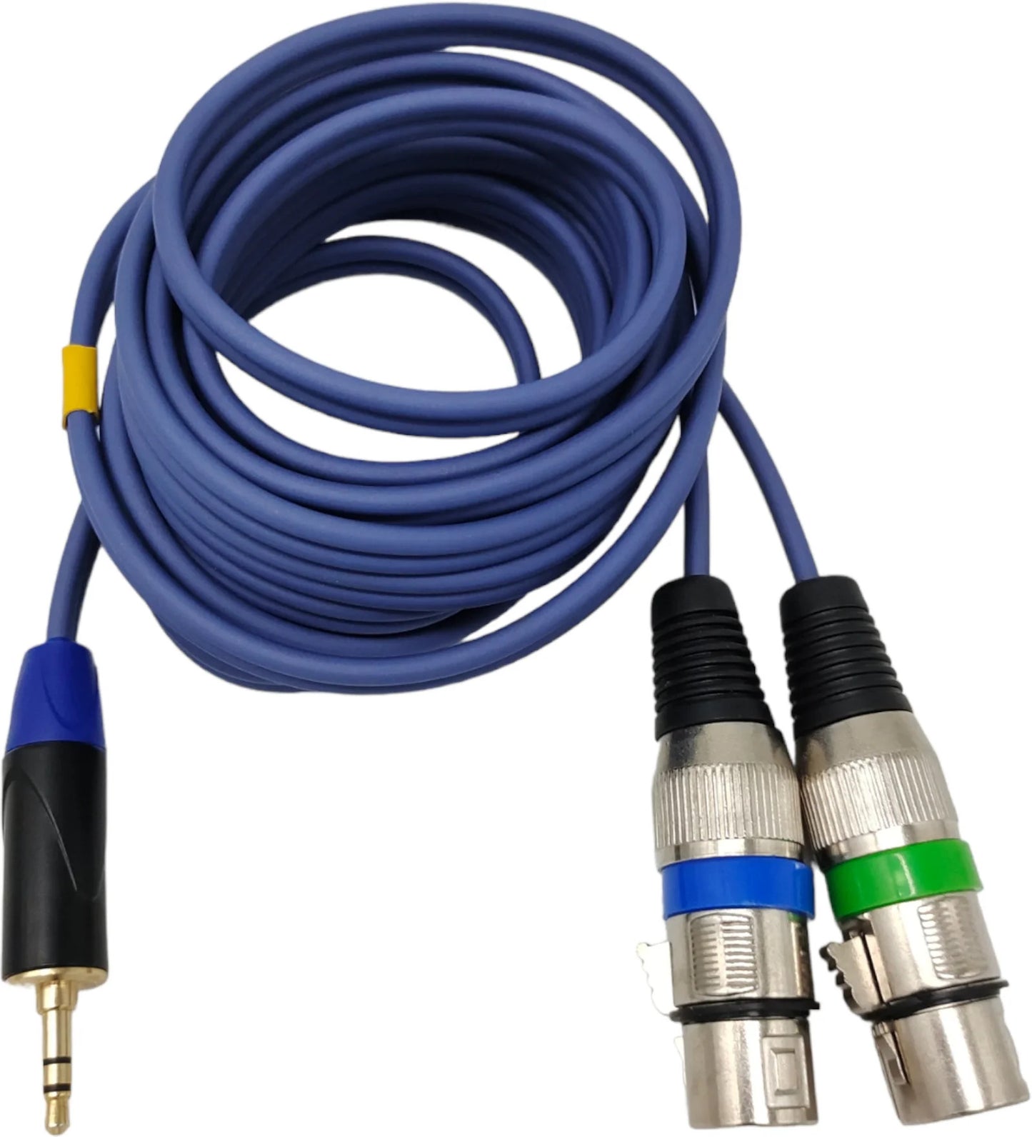 TZ SMART Stereo Audio Cable 1.5m | 3m | 5m 3.5mm 1/8 Inch TRS to 2 XLR Cable – Male to Female Aux to Dual XLR Breakout Cable (Green | Blue)