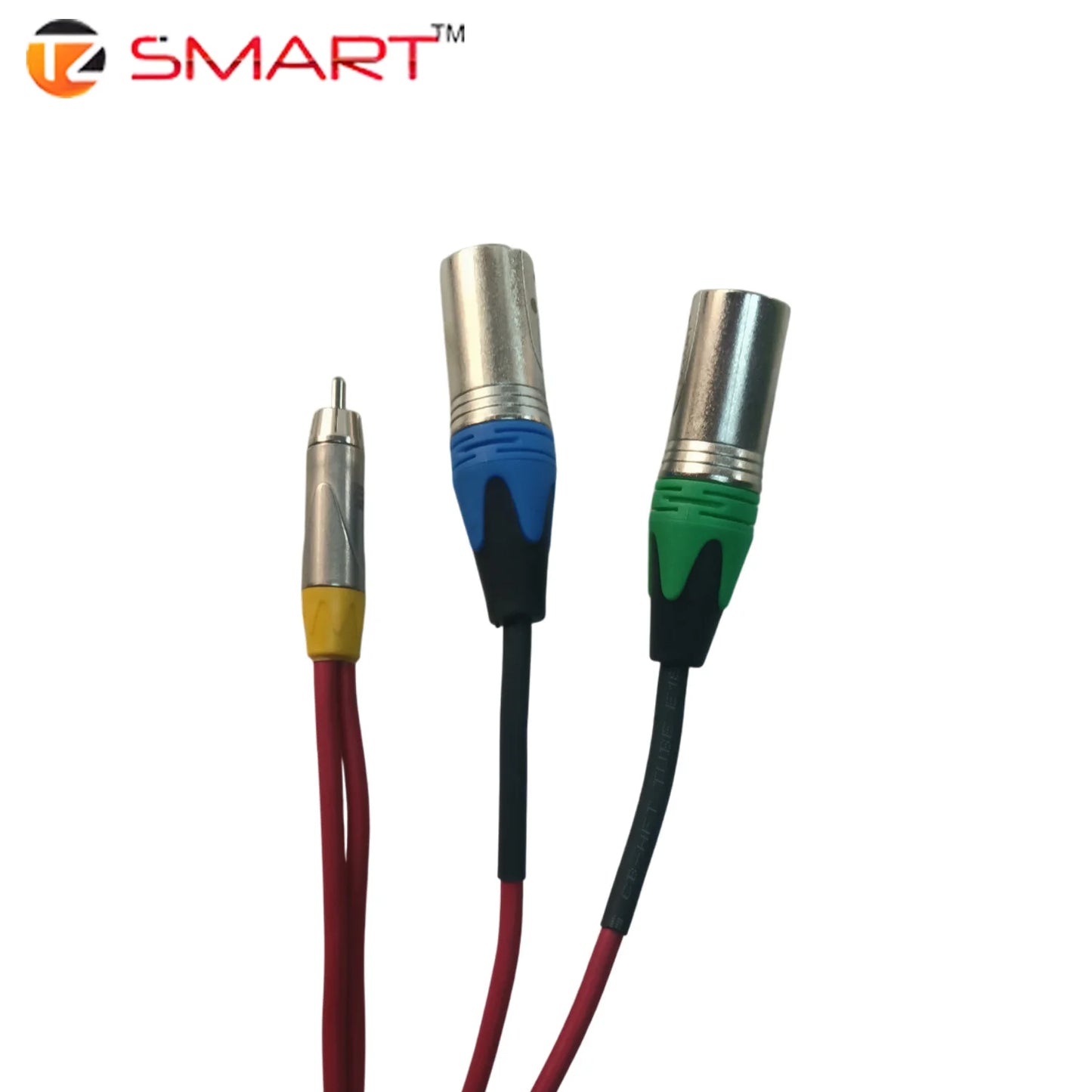 TZ SMART RCA to 2 XLR Male 1.5m Cable – High-Quality Stereo Audio Adapter with Gold-Plated Connectors.