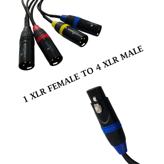 TZ SMART 4 Channel XLR 3 Pin Audio Cable | Male to Female Professional Mic Cable | Color Coded (Blue/Yellow/Red/Black) | Mixer, Amplifier, Speaker Compatible