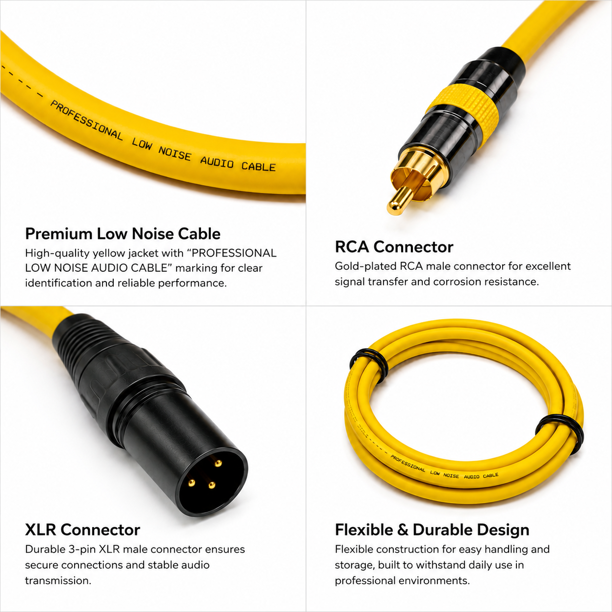 TZ SMART RCA to XLR Male 3 Pin Audio Cable | Gold Plated Connector | Low Noise Professional Sound Cable for Mixer, Amplifier, Speaker & DJ Setup
