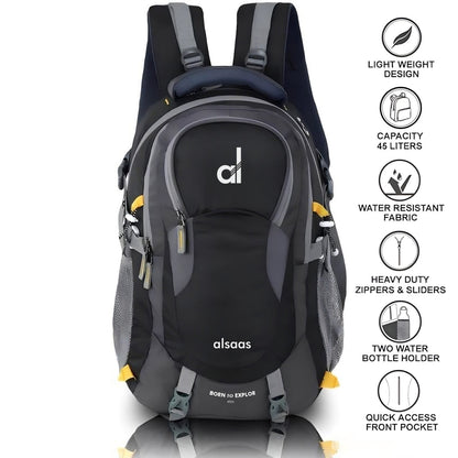 TZ SMART 45L Stylish Water-Resistant Mountain Rucksack | Large Hiking, Trekking & Camping Backpack for Men & Women | Travel Bag