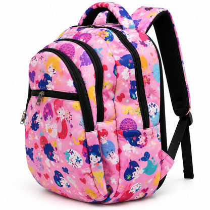 TZ SMART Kids School Backpack for Girls | Cute Cartoon Printed School Bag | Multi Compartment Backpack with Padded Shoulder Straps – Pink