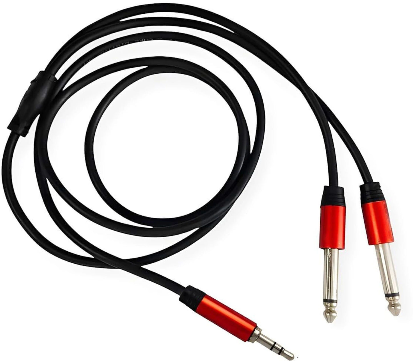 TZ SMART Professional Series 3.5mm Stereo to Dual 6.35mm Mono Y-Splitter Cable | Audio Jack to Dual 1/4 Inch TS Cable for Mixer, Amplifier & Studio Use