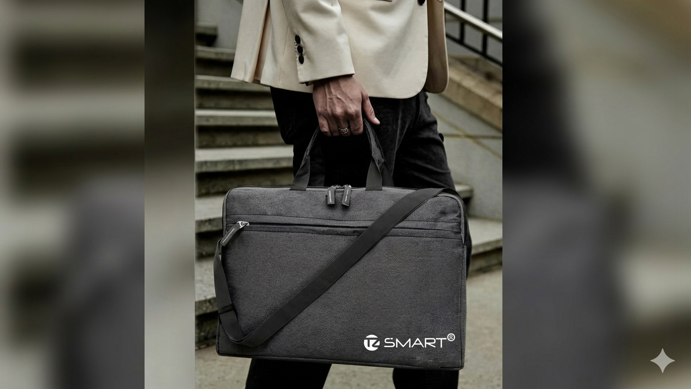 TZ SMART™ 15.6 Inch Premium Laptop Messenger Bag | Water-Resistant Professional Briefcase for Men & Women (Black)