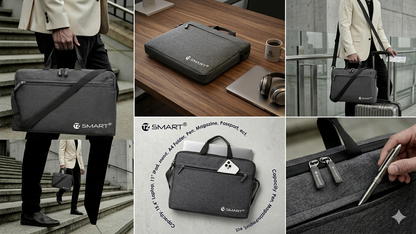 TZ SMART™ 15.6 Inch Premium Laptop Messenger Bag | Water-Resistant Professional Briefcase for Men & Women (Black)