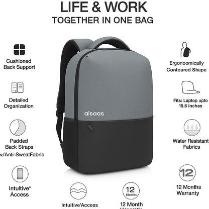 TZ SMART 30L Professional Laptop Backpack – Minimalist Anti-Theft Business Bag – Water-Resistant Office & Travel Backpack for Men & Women (Fits 15.6" Laptop, Black/Grey)