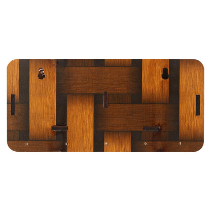 Wooden Wall Key Holder with “Jai Shri Krishna” Design | 5 Hooks Key Stand | Decorative Key Hanger for Home Entrance