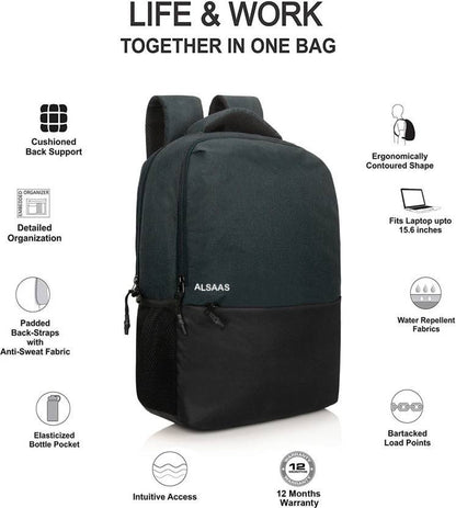 TZ SMART 30L Professional Laptop Backpack – Minimalist Anti-Theft Business Bag – Water-Resistant Office & Travel Backpack for Men & Women (Fits 15.6" Laptop, Black/Grey)