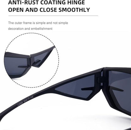Futuristic Geometric Sunglasses – Unisex UV400 Eyewear in Black, Grey, Green & White