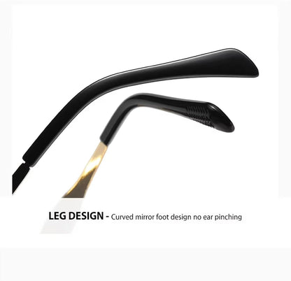 Trendy Narrow Frame Sunglasses for Women | Stylish Retro Black Lens Metal Frame UV Protection Goggles