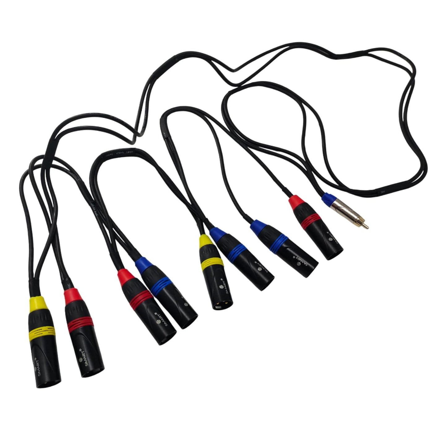 TZ SMART 8 XLR Male to 1 RCA Audio Cable 3 Meter | Professional 8 Channel XLR Male to RCA Connector Cable | Mixer, Amplifier, PA System, Studio Use