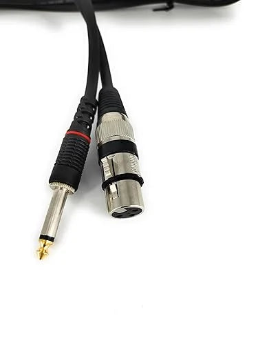 TZ SMART 5 Meter Black Mic Cable with 6.35mm Jack Male to XLR 3PIN Female connectors, ideal for professional audio setups, offering durability, flexibility, and noise-free performance for musicians, sound engineers, and DJs.