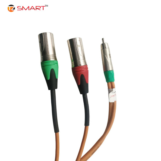 TZ SMART RCA to 2 XLR Male 1.5m Cable – High-Quality Stereo Audio Adapter with Gold-Plated Connectors.