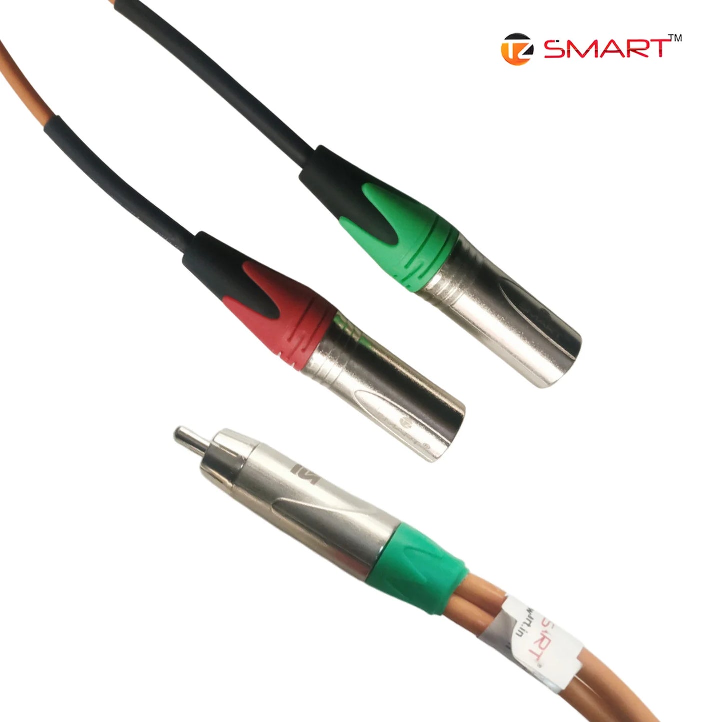 TZ SMART RCA to 2 XLR Male 1.5m Cable – High-Quality Stereo Audio Adapter with Gold-Plated Connectors.