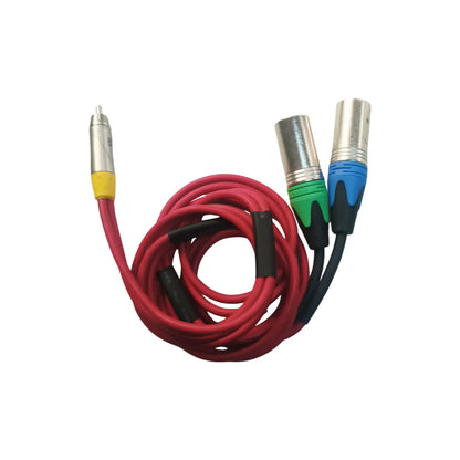 TZ SMART RCA to 2 XLR Male 1.5m Cable – High-Quality Stereo Audio Adapter with Gold-Plated Connectors.