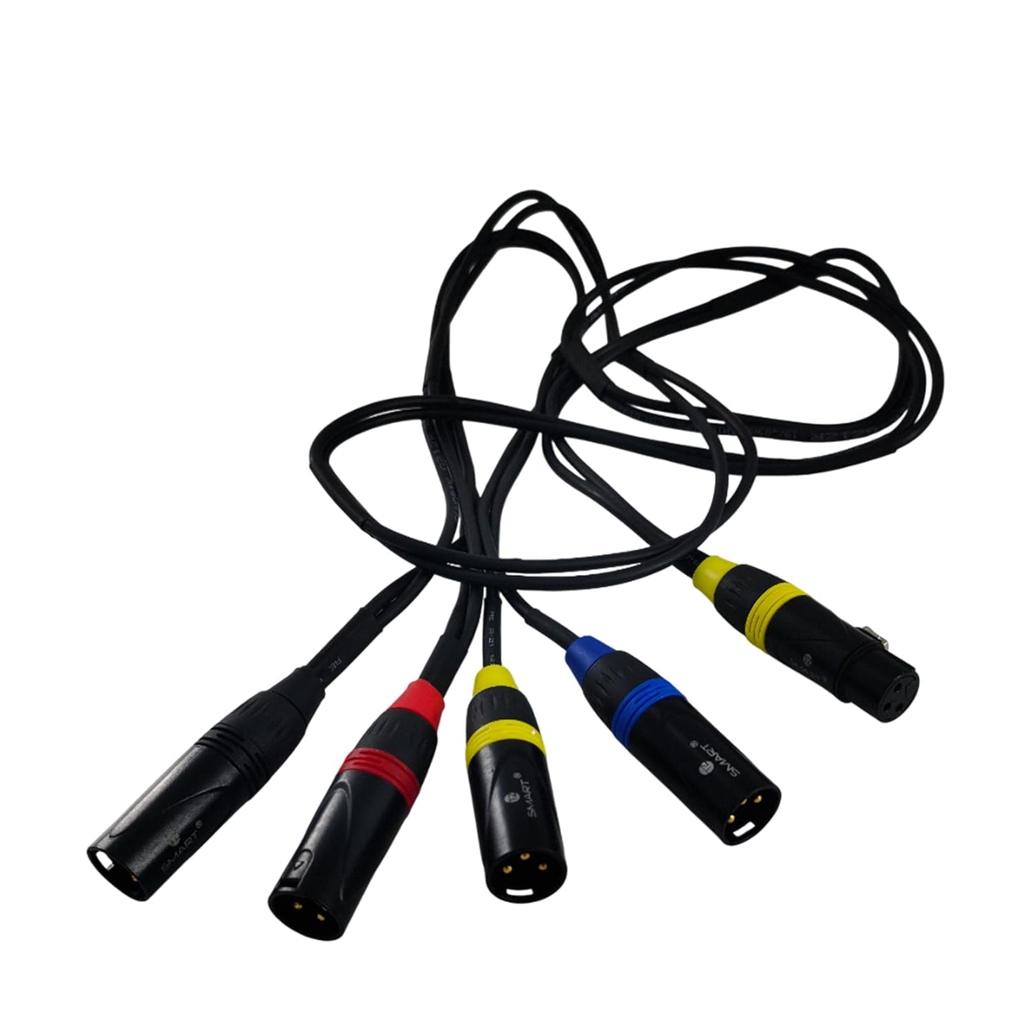 TZ SMART 4 Channel XLR 3 Pin Audio Cable | Male to Female Professional Mic Cable | Color Coded (Blue/Yellow/Red/Black) | Mixer, Amplifier, Speaker Compatible