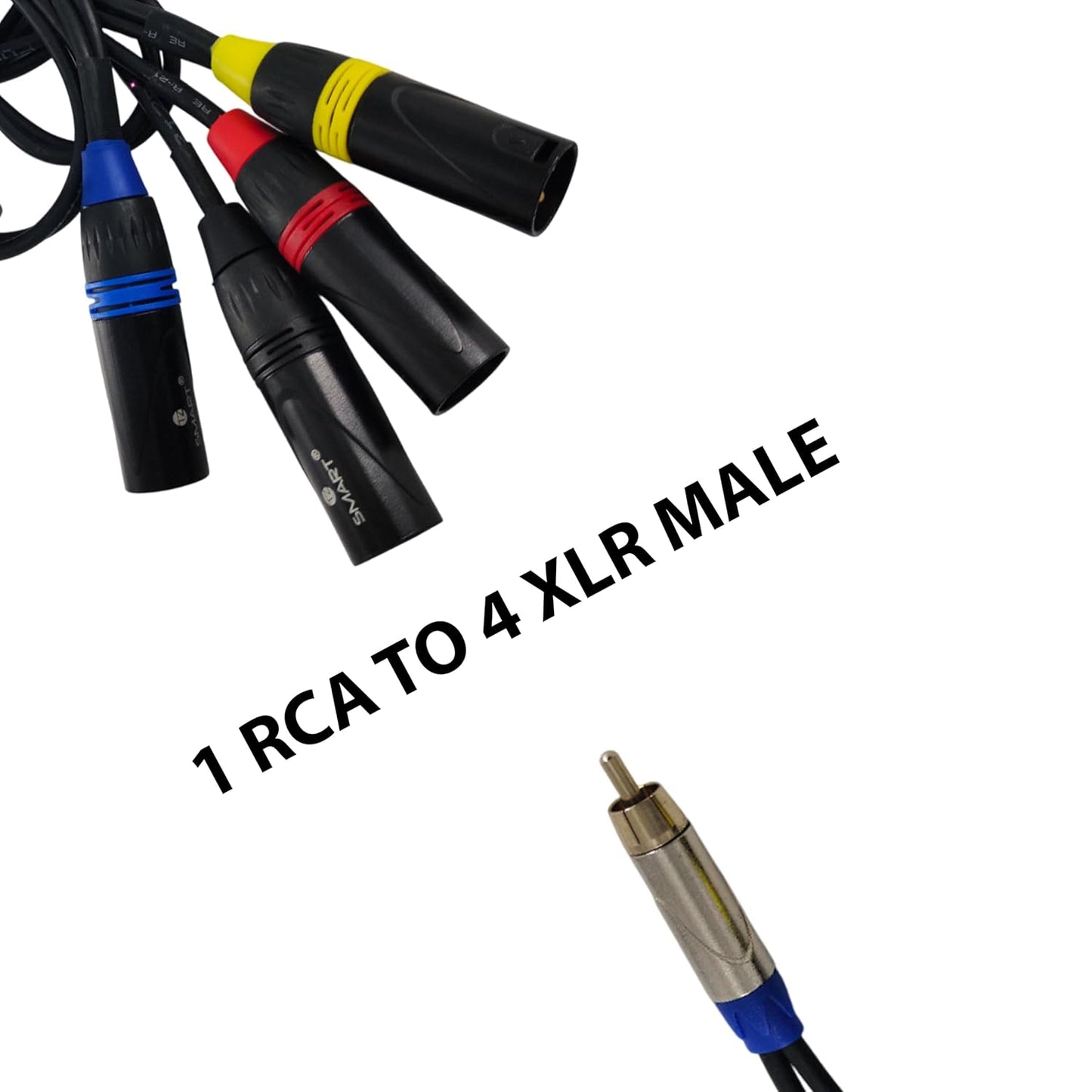 TZ SMART 4 Channel XLR Female to1  RCA Cable (3M) for clear sound and durable performance. Ideal for mixer, amplifier, DJ & studio setups.