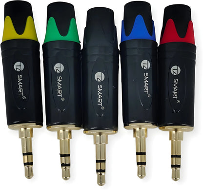 TZ SMART 3.5mm Aux Connector – 3 POLE Metal Headphone Jack for Speakers & Gaming (Multicolor, 5pcs).