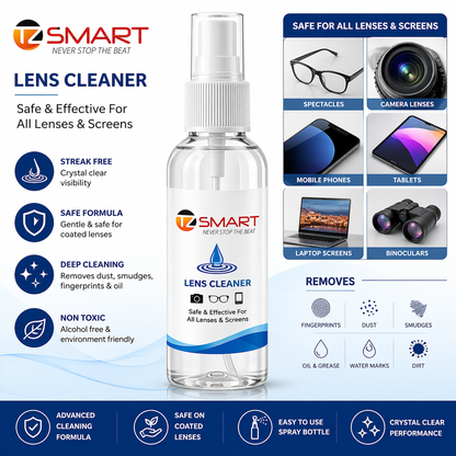 TZ SMART Lens Cleaner Spray | Streak-Free Cleaning for Glasses, Mobile, Laptop, Camera | Safe Formula |