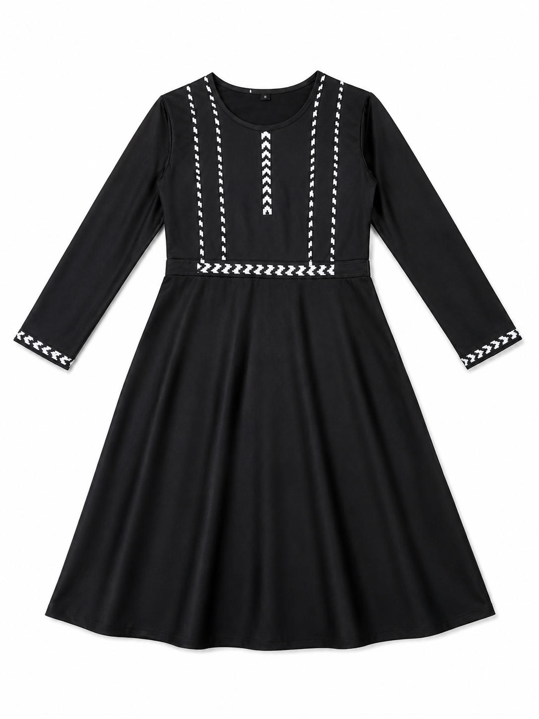 TZ SMART Kids Black Embroidered Abaya Dress for Girls | Full Sleeve Modest Islamic Wear | Stylish Flared Muslim Dress
