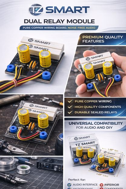 TZ SMART D-750 / D-518 Dual Relay Crossover Network Plate | Pure Copper Audio Board | Noise-Free Circuit | Pre-Soldered DIY Module