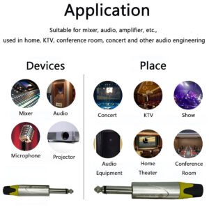TZ SMART Silver Metal Mono Connector – Pack of 2 – 6.35mm Audio Jack for Guitars, Amps & Mixers