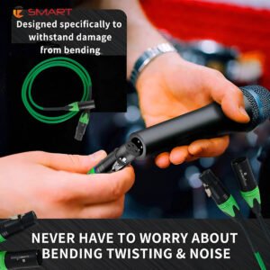 TZ SMART XLR Male to Female Cable – High-Quality Shielded Microphone Cable (Green, 1.5M/3M/5M/10M)