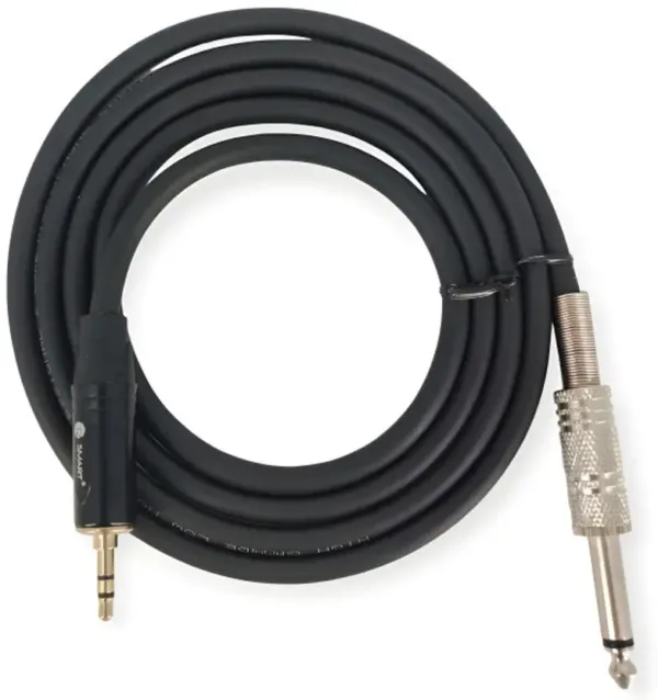 TZ SMART 1.5m 3.5mm to 6.35mm Stereo AUX Cable – Black Audio Cable for Guitar, CD Player, Mixer, Amplifier, Microphone, and Keyboard