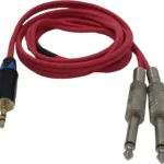 TZ SMART 1.5m 3.5mm to Dual 6.35mm Mono Audio AUX Cable – Red Stereo Splitter for Computer, Phone, Amplifier, and Speakers