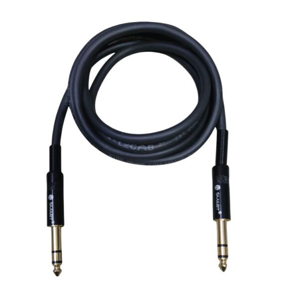TZ SMART 1.5 Meter 6.35mm TRS to TRS Stereo Audio Cable – Premium Black 1/4 Inch Male to Male Jack for Studio, Mixer, Instrument, and Amplifier