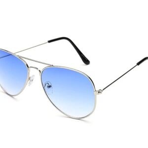 TZ SMART Aviator Sunglasses with Blue Gradient Lens | UV Protection Stylish Metal Frame Shades for Men & Women